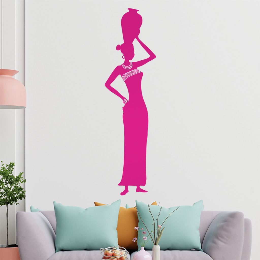 KIWISTAR Afrikanerin Topfträger Wandtattoo in 6 Größen - Wandaufkleber Wall Sticker - Dekoration, Küche, Wohnzimmer, Schlafzimmer, Badezimmer