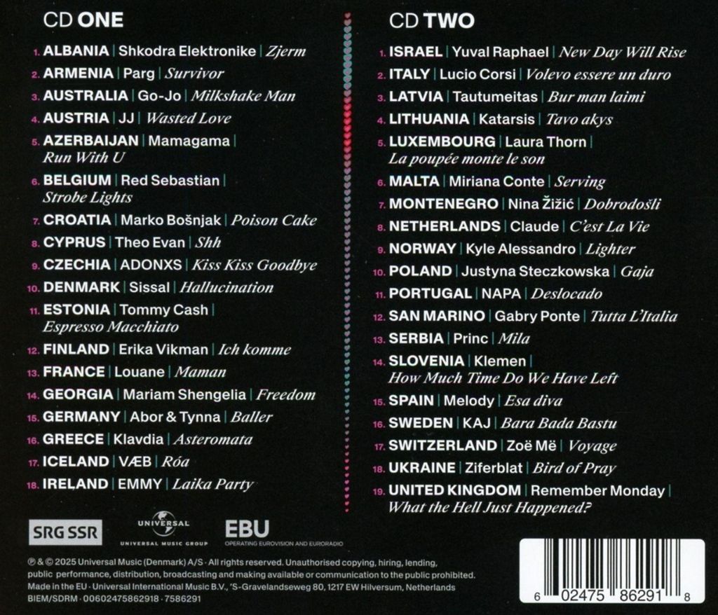 Concurso de Canción de Eurovisión, Basilea 2025 (2CD) Imagen del producto 