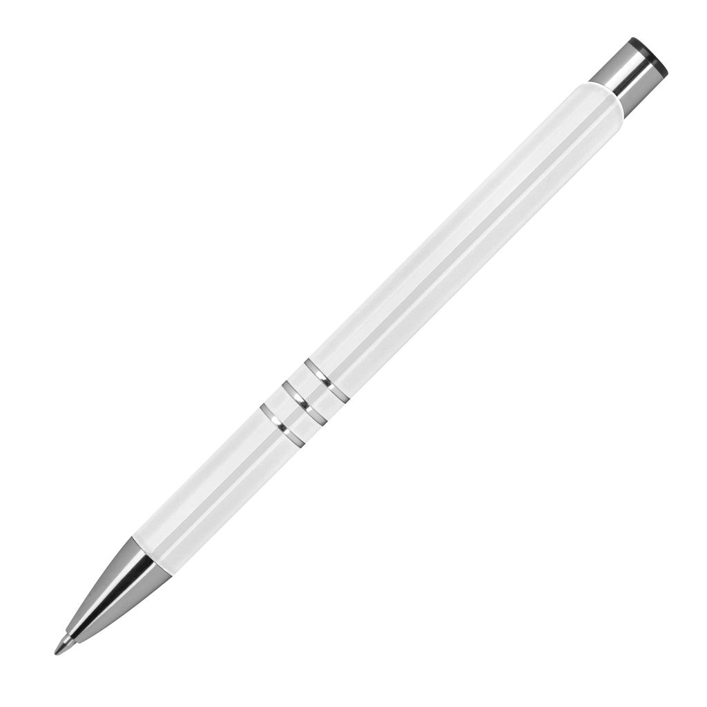 100 Kugelschreiber aus Metall / vollfarbig lackiert / Farbe: weiß (matt)