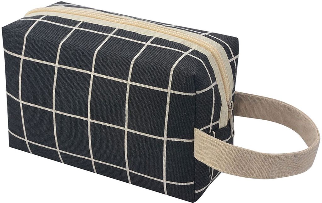 Melady Kulturtasche Damen 20*12 cm Schwarz Kunststoff Rechteckig Blöcke Kosmetiktasche Kulturbeutel