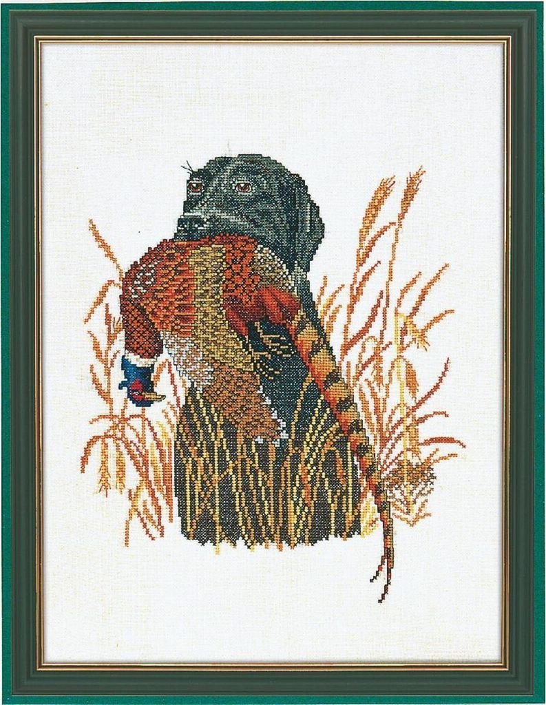 Eva Rosenstand Kreuzstich Set "Jagdhund und Fasan", Zählmuster, 30x40cm