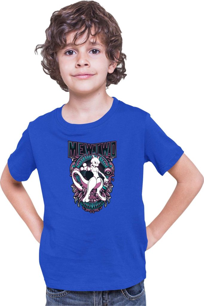 Kinder T-Shirt Japan Anime Manga Pokemon Mewtwo, 3-4 Jahr - 104 / Blau