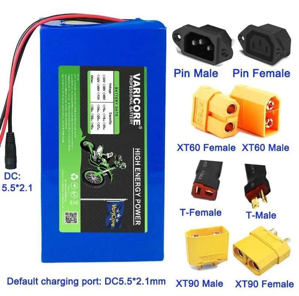 48V 27Ah Lithium-Ionen-Akku - 13s 18650 Batteriepack - Integriertes BMS - Für E-Bike E-Scooter 750–1500W - Mit Ladegerät