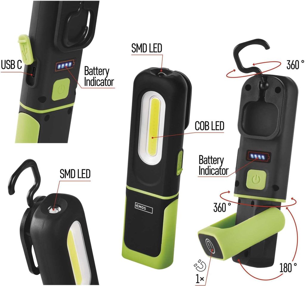 EMOS wasserdichte LED-Arbeitsleuchte mit knickbarem Produktbild 6