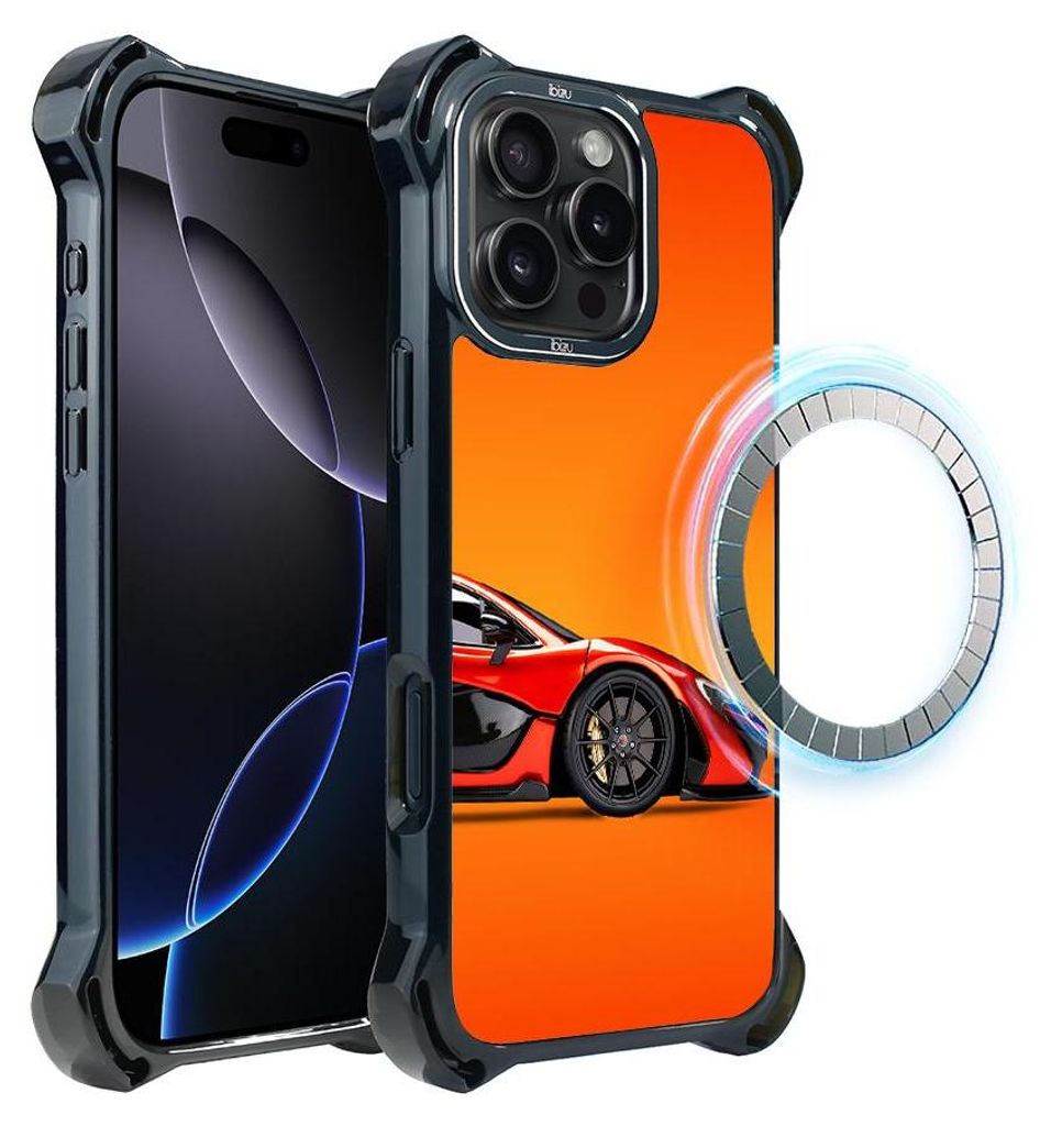 Schutzhülle für das iPhone 16 Pro Max, MagSafe-kompatibel, verstärkte Ecken, schwarz, Modell P1