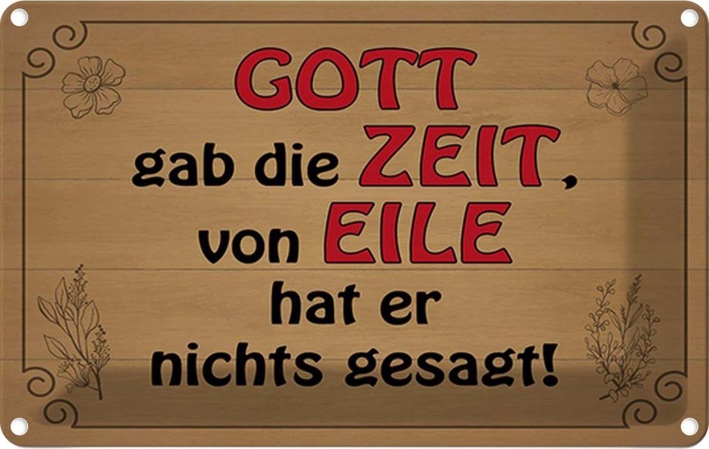 vianmo Blechschild 20x30 cm Gott gab Zeit von Eile nichts Dekoration Spruch Zitat