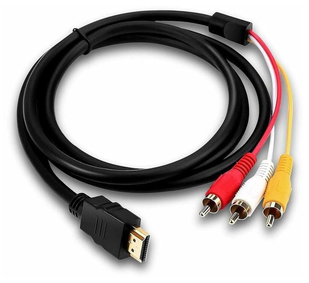 Cavo HDMI 3RCA 1,5m – Adattatore HDMI Maschio A 3 RCA Femmina, Risoluzione 1024x768, Contatti Placcati Oro 24K, Unidirezionale (HDMI → RCA)