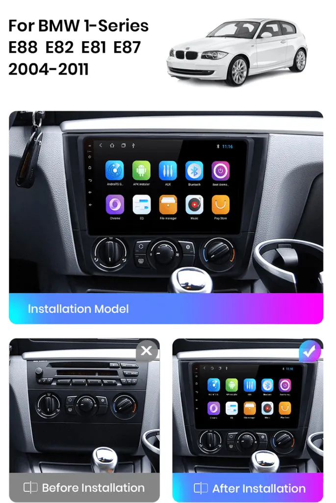 Junsun Autoradio Android BMW Série 1 E81 E82 E87 E88 avec Navigation GPS - 5