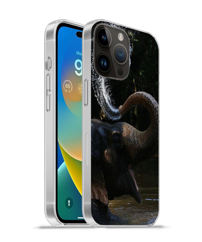 MuchoWow Handyhülle Schutzhülle Hülle für Apple iPhone 14 Pro Max Elefant - Wasser - Rüssel - Tiere - Natur Silikon Softcase Handy Hülle - ...