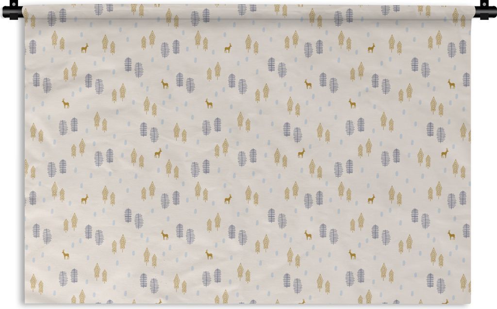 MuchoWow Wandteppich Wandbehang Wald - Abstrakt - Winter - Muster 150x100 cm Tapisserie Dekoration Wandtuch - Waschbar - Tapisserien - Wand-Decke