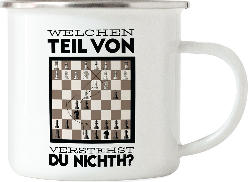 Welchen Teil Vom Spielzug Verstehst Du Nicht Emaille Tasse Schachspieler Schachbrett Chess Geschenkidee