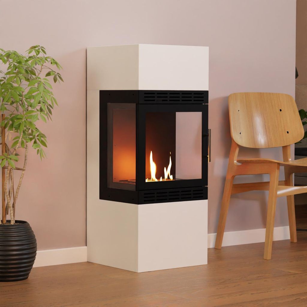 GLOW FIRE Ethanol Kamin 'Odda Vision' | Ethanolofen in weiß mit 3 Std. Brenndauer und 3 KW Heizleistung | BxHxT: 70x90x43 cm
