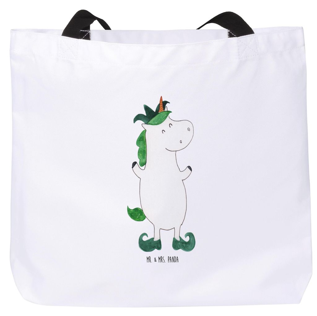 Mr. & Mrs. Panda Schultasche Einhorn Joker - Weiß - Geschenk, Einhörner, Tote Bag, Beutel, Mittelalter, Unicorn, Kasper, Tasche, Hofnarr, Einkauf...