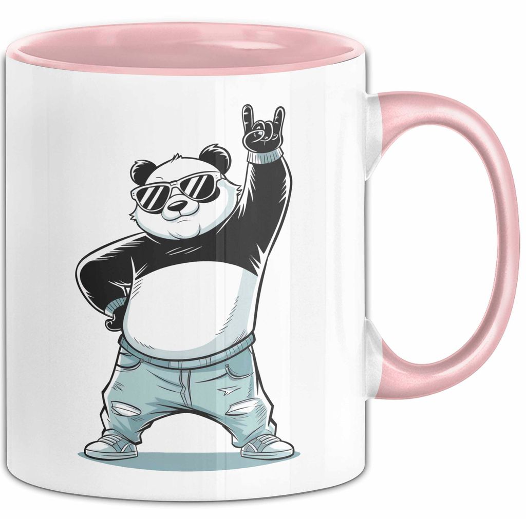 Panda Rock Musikliebhaber Musiker Tasse Geschenk Lustige Geschenkidee Spruch (Rosa)