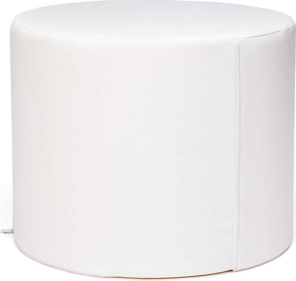 Ecopuf, Pouf Hocker, Sitzhocker Kunstleder, Weiß E1, Kunstleder, 50x40cm