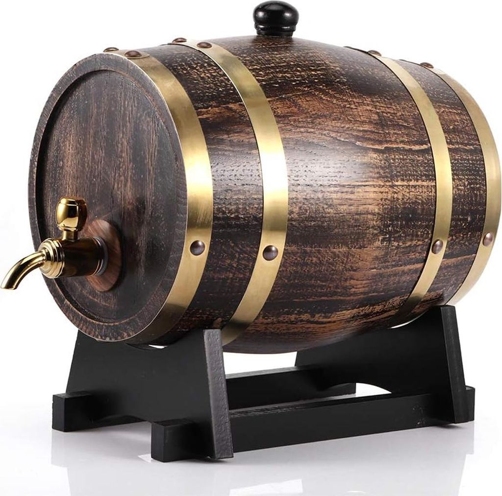 3-Liter-Fassbehälter aus Eichenholz im Retro-Stil für Rotwein, Brandy und Whisky mit Zapfhahn