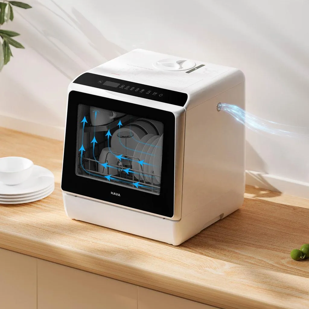 HAVA Mini Lave-Vaisselle 5L Compact Blanc - 6 Programmes de Lavage - 3