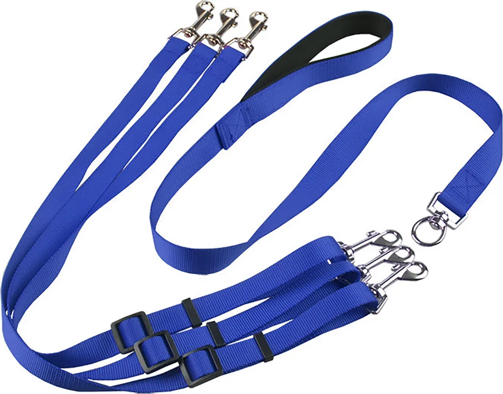 Offerta Guinzaglio Triplo Cani Nylon Blu | Resistente e Regolabile