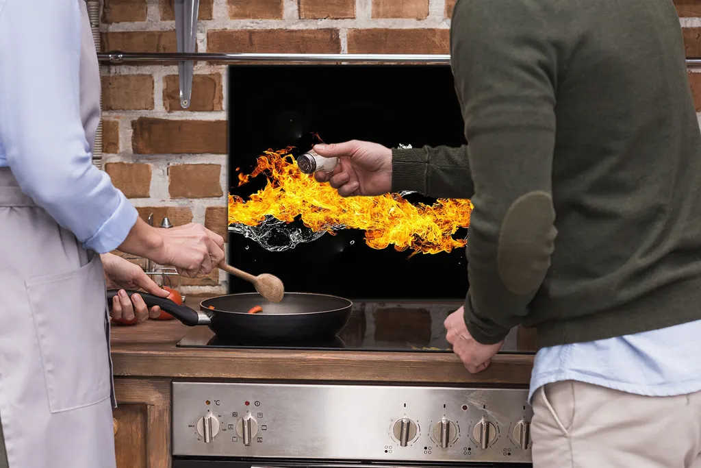 Coprifornelli 90x52 Vetro Temperato Tagliere Universale Acqua Fuoco - 5