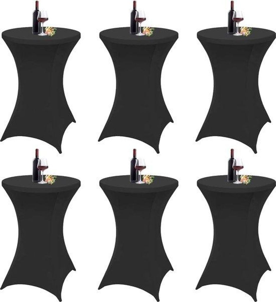 Schwarze Tischhüllen für Ø 60-65 cm, 6er Set, Dekoration