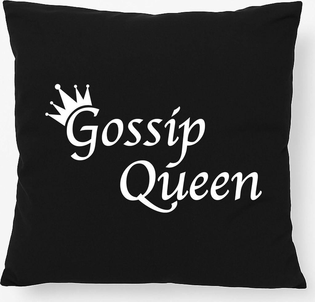 Huuraa Kissen Gossip Queen Krone 40x40cm mit Füllung Black Baumwolle Dekokissen Geschenkidee