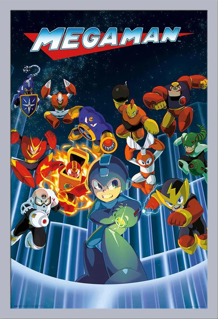 Poster Mega Man 61x91,5 cm - Cornice MDF Argento Shinsuke Design