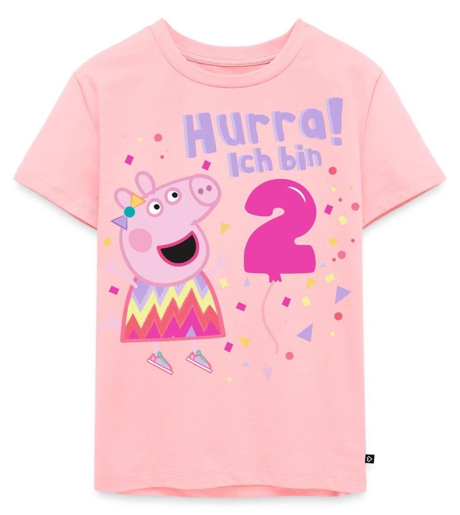 Spreadshirt Peppa Wutz Hurra Ich Bin 2 Jahre Kinder Premium T-Shirt, 134/140 (8 Jahre), Rosa