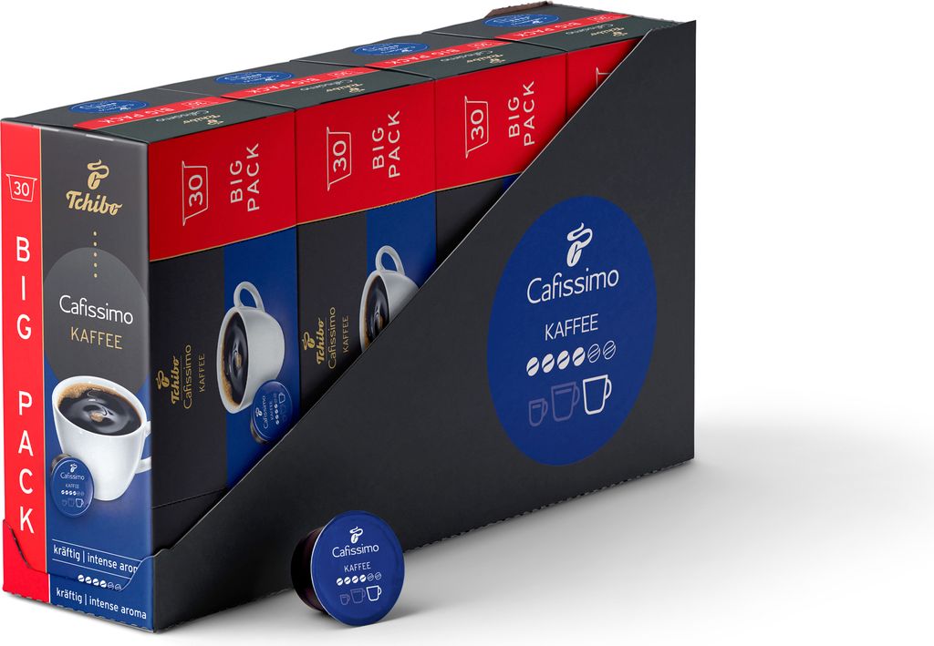 Tchibo Cafissimo Kaffee kräftig Kaffeekapseln, 120 Stück – 4x30 Kapseln (Kaffee, intensives und fein-würziges Aroma), nachhaltig & fair gehandelt