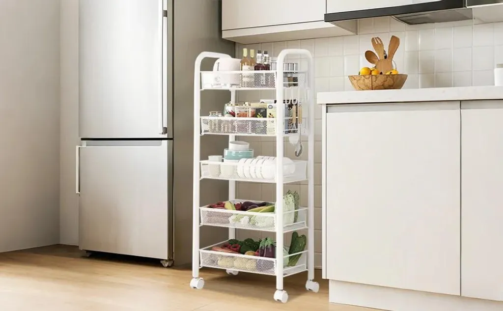 Étagère de cuisine à 5 niveaux extensible en acier blanc modèle Modulo - 8