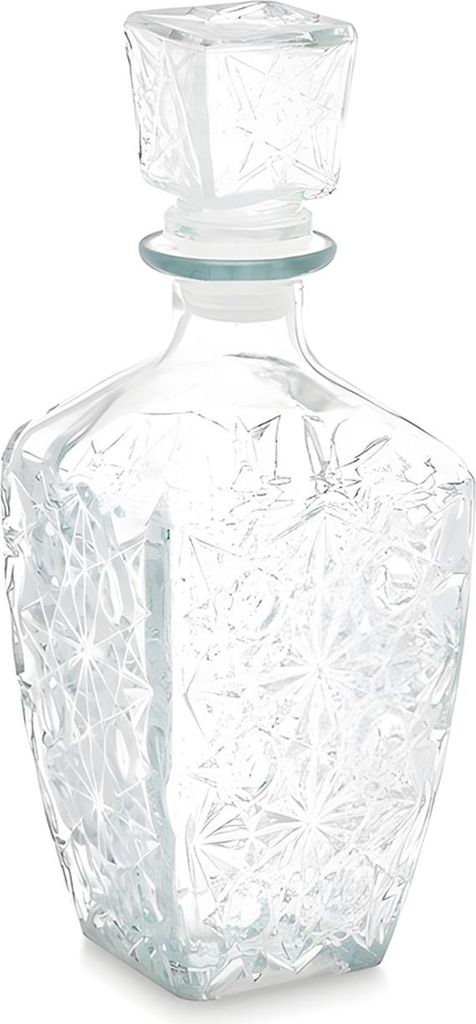 VIVALTO | Glaskaraffe - 900 ml - Geriffelt - Rund - mit Deckel - Transparent