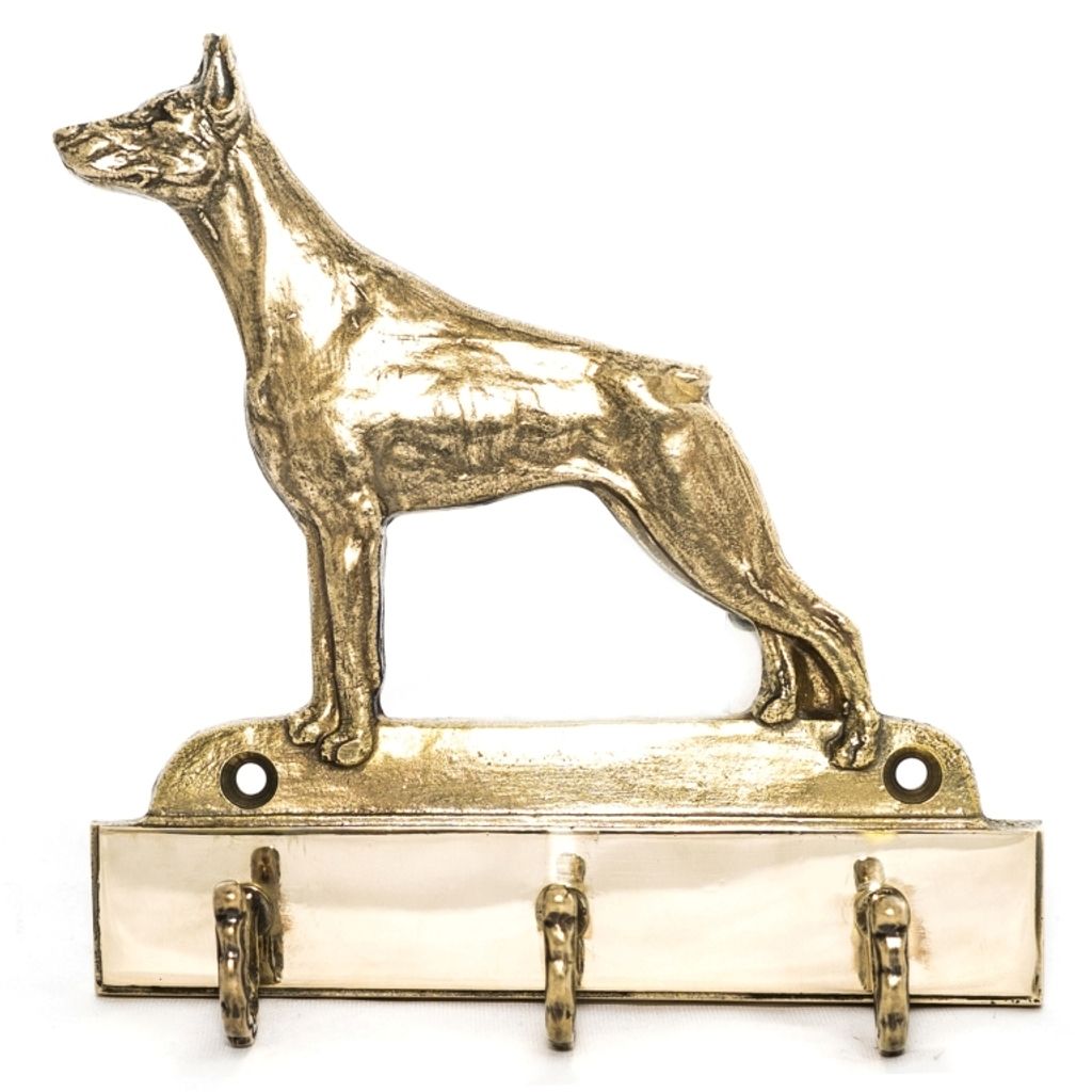 Dobermann I - Schlüsselhalter mit Hund, Messinggriff für Hundezubehör, elegante Dekoration für den Flur der Marke Art-Dog