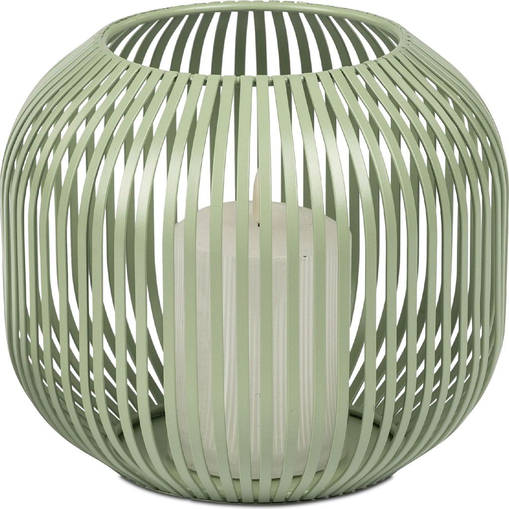 Windlicht Wili Stäbe in Kugelform H. 18cm grün aus Metall Produktbild 1