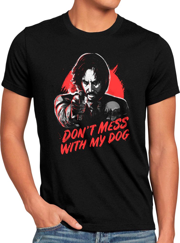 BaumwolleCloud Do Not Mess With My Dog Herren T-Shirt wick action movie keanu