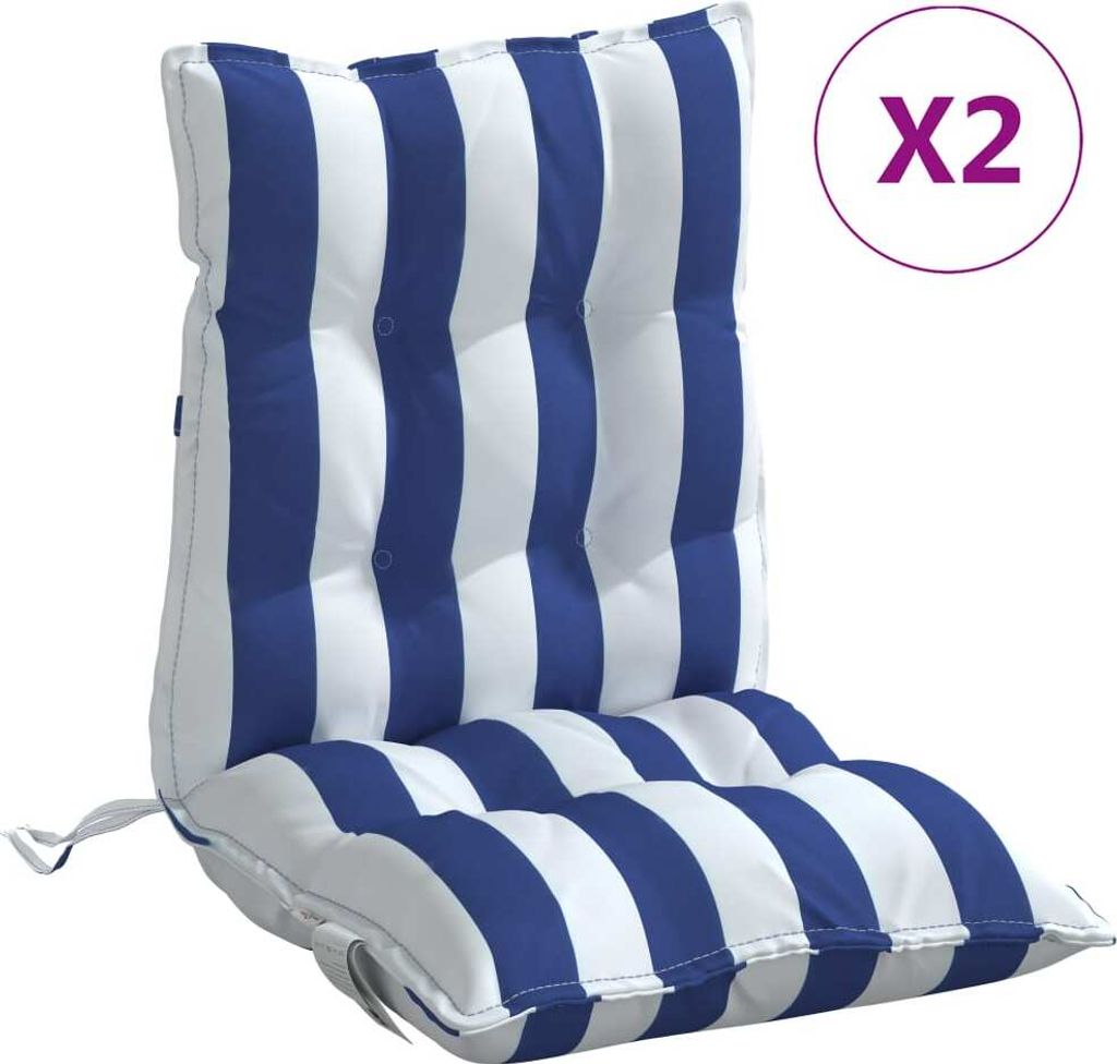 Niedriglehner-Auflagen 2 Stk. Blau Weiß Gestreift Oxford-Gewebe