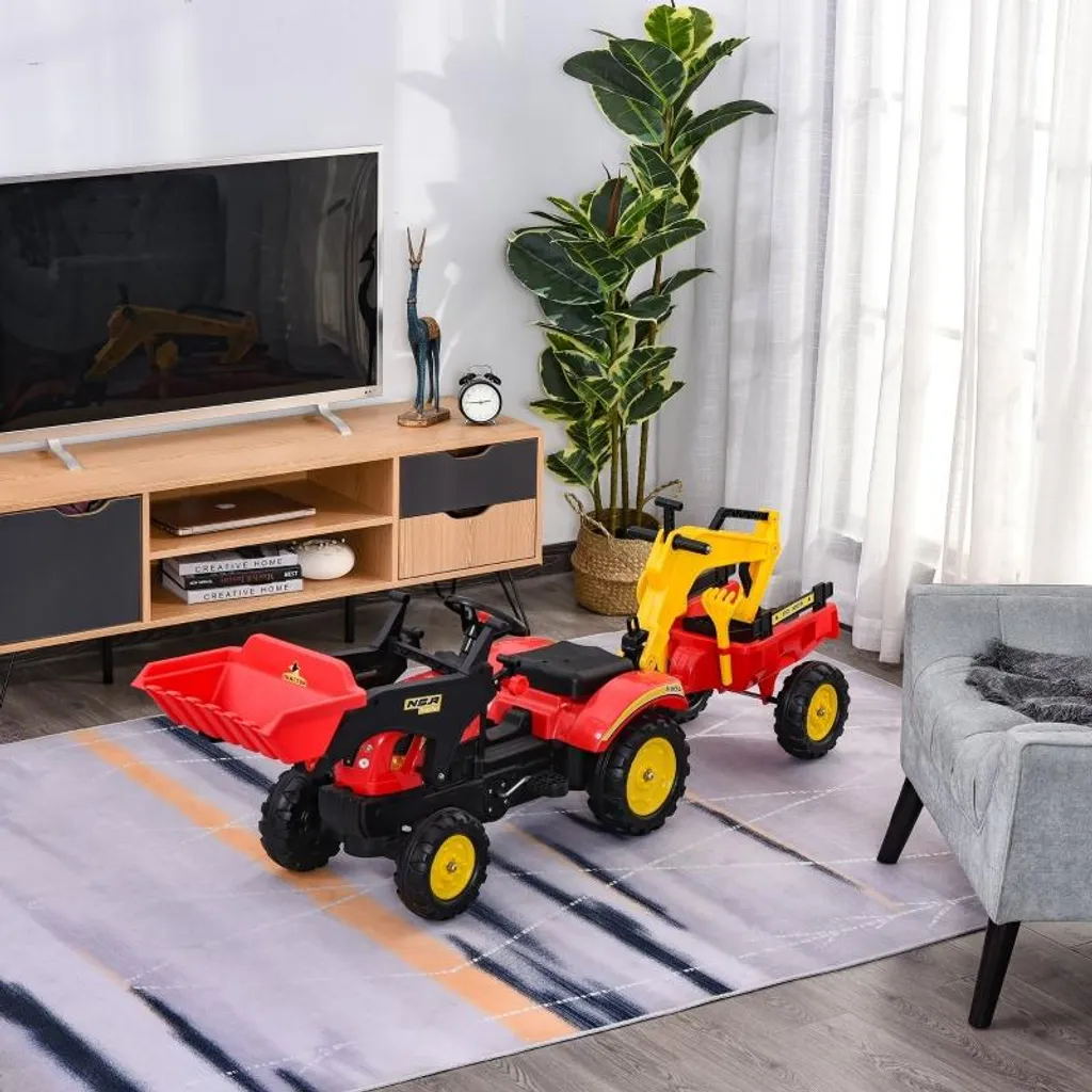 Tracteur à pédales avec chargeur frontal et pelle réglable pour enfant