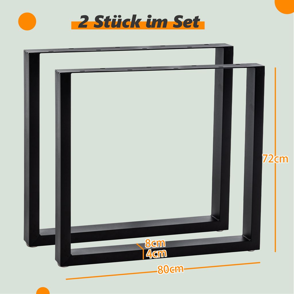 2er Set Tischgestell 80x72 cm Tischbeine Tischkufen schwarz Produktbild 13