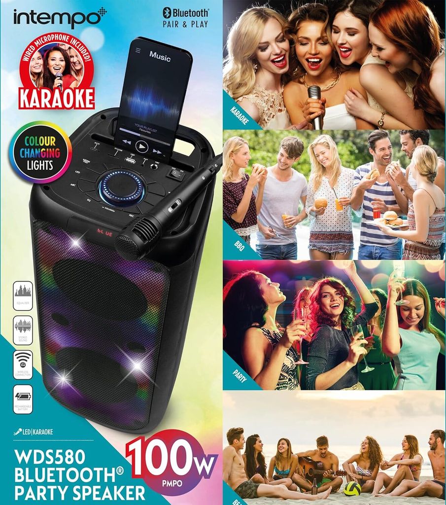 INTEMPO Bluetooth Karaoke Lautsprecher Produktbild 2