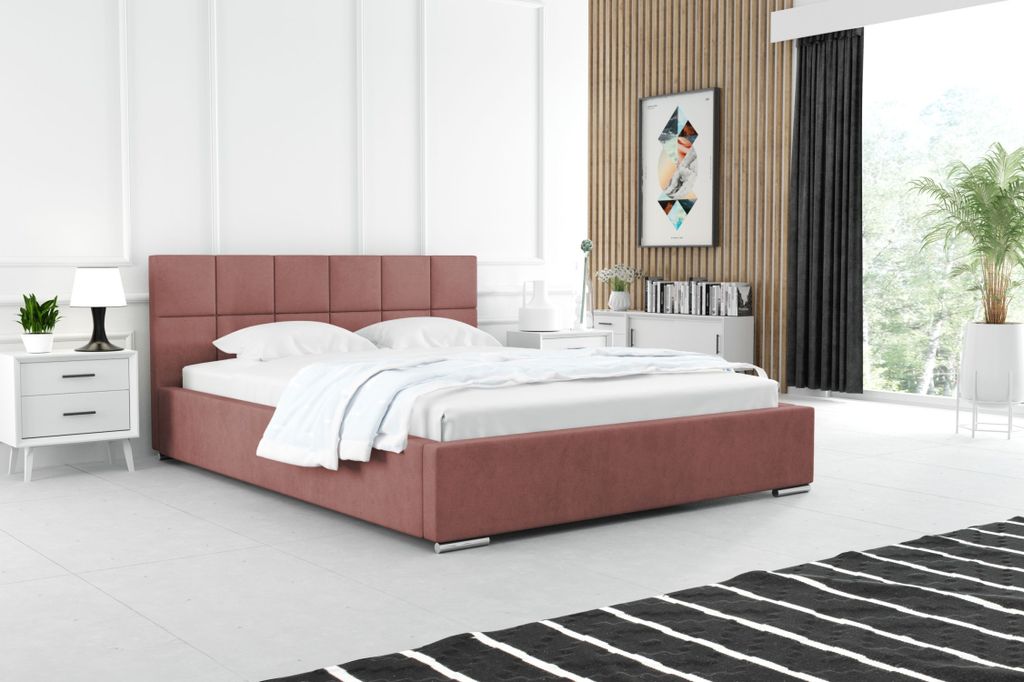 Modernes Polsterbett 140x200 RUBINA 1 - rosa