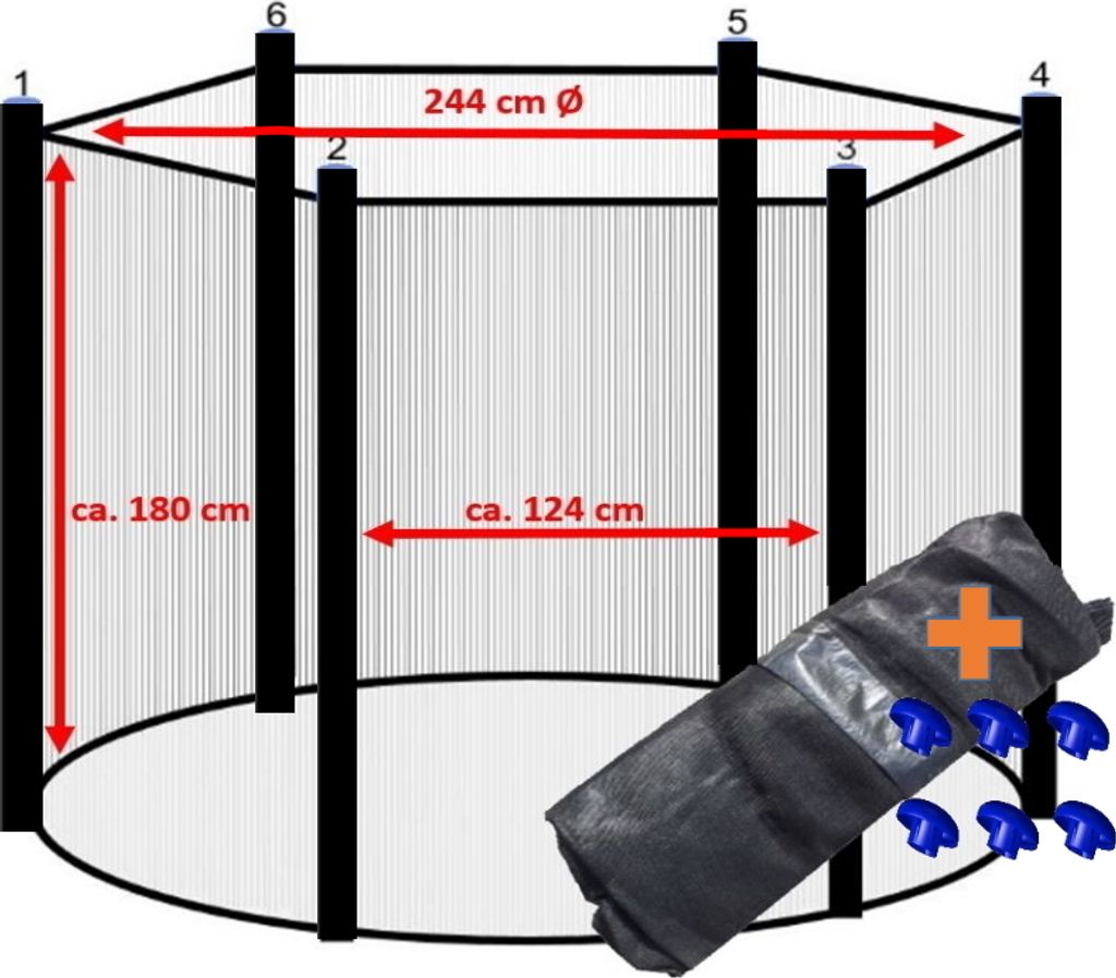 walexo Trampolin Sicherheitsnetz für 6 Stangensystem ( 244 Produktbild 