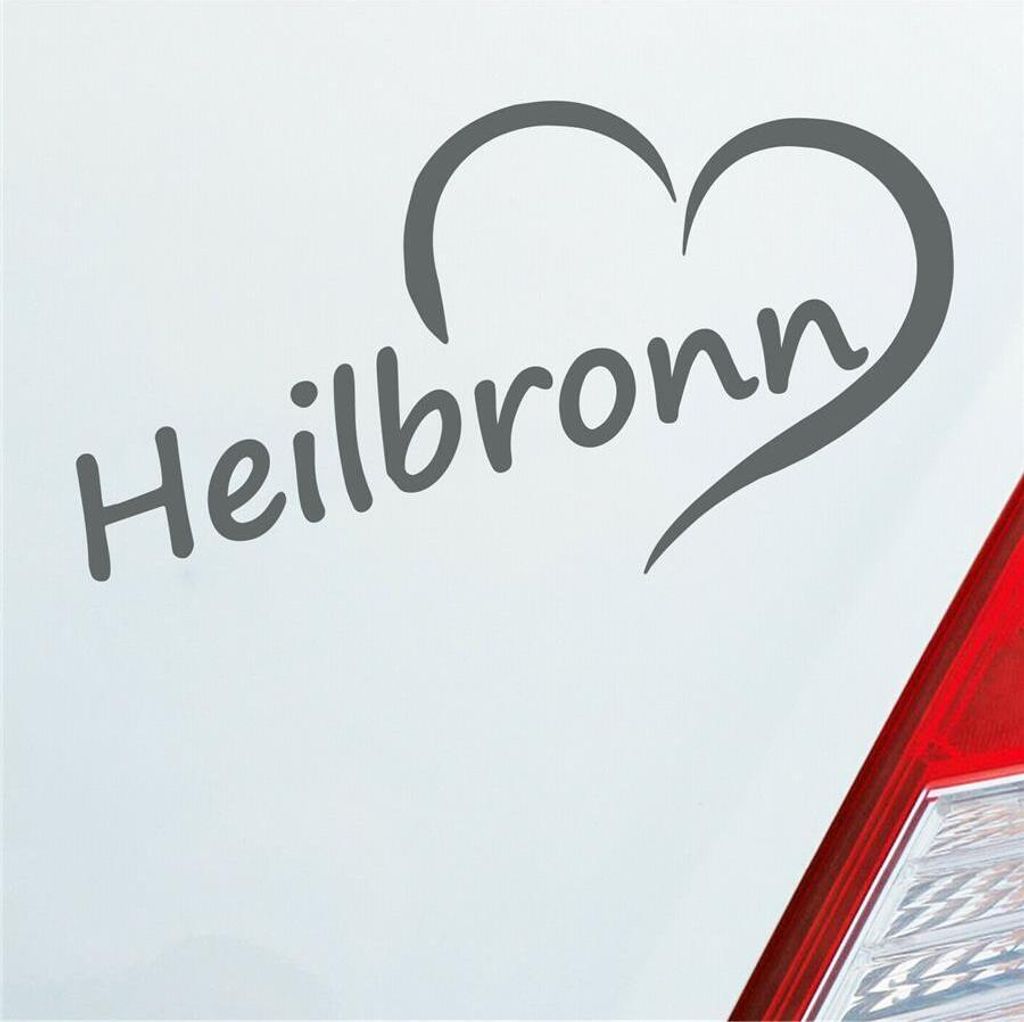 Auto Aufkleber Heilbronn Herz Stadt City Liebe Love Heart 15x8 cm Grau Sticker Heckscheibenaufkleber