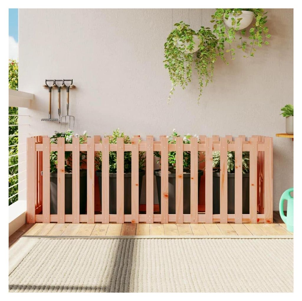 Hochbeet mit Zaun-Design 200x50x70 cm aus Douglas-Massivholz