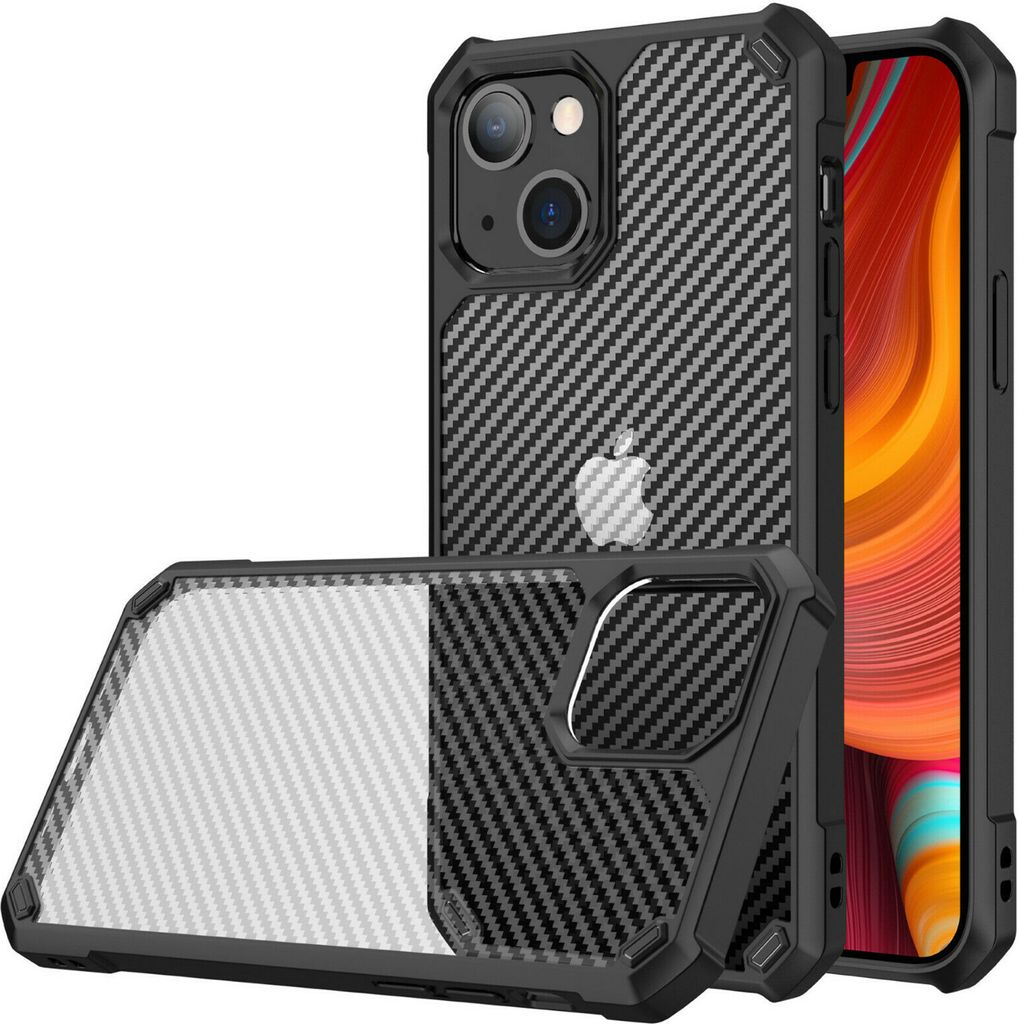 Hülle für Apple iPhone 13 Pro Max - Hybrid Carbon Schutzhülle Case - Schwarz