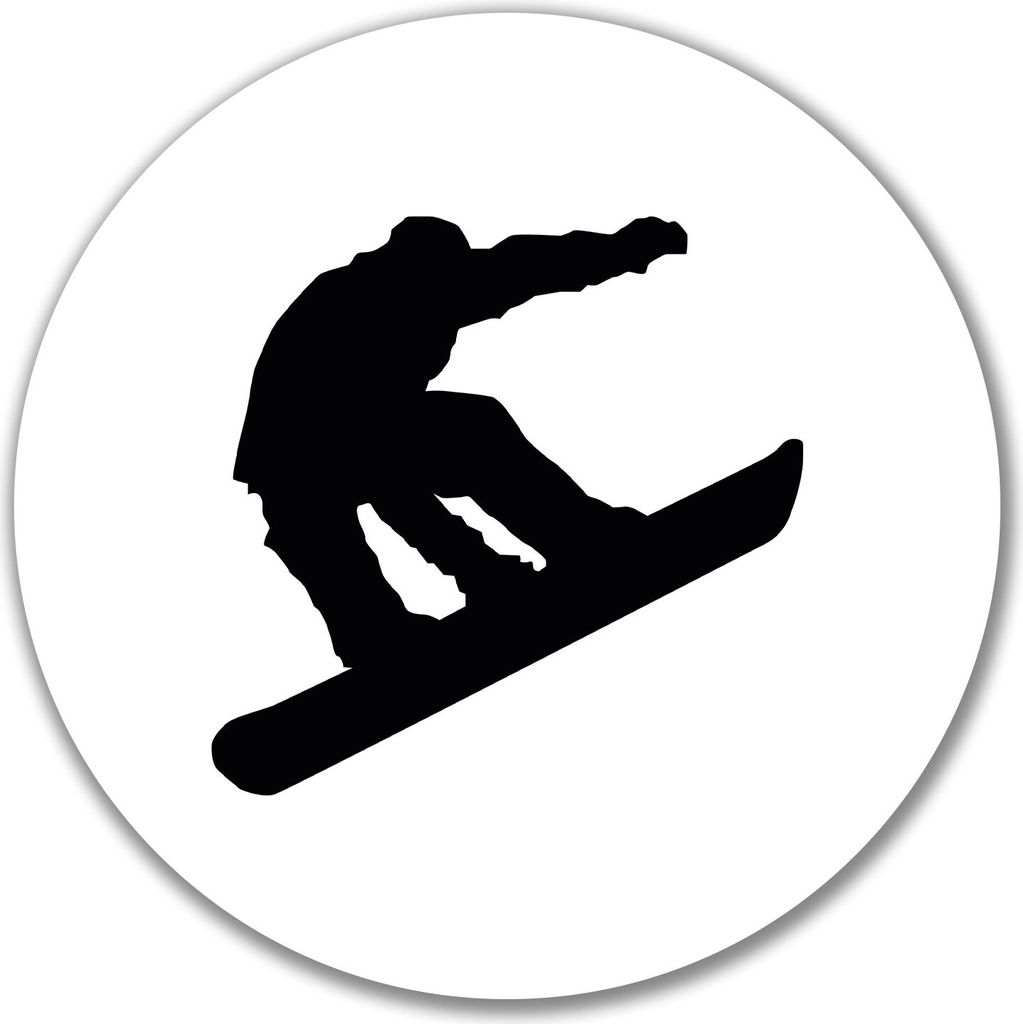 Huuraa Aufkleber Snowboarden Silhouette 10cm rund Sticker Geschenkidee
