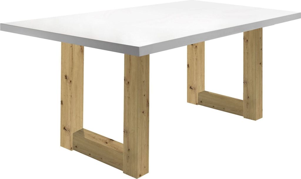 Esszimmertisch Eila 2 180 x 90 x 75 Esstisch Asteiche/Weiß Matt Lack 13333-180