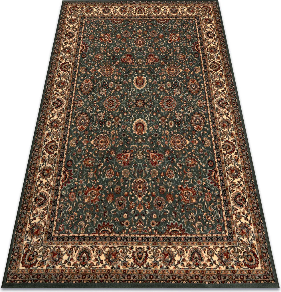 Tapis Robuste Anti-Taches 80x160 cm KASHQAI Vert Beige Entretien Facile