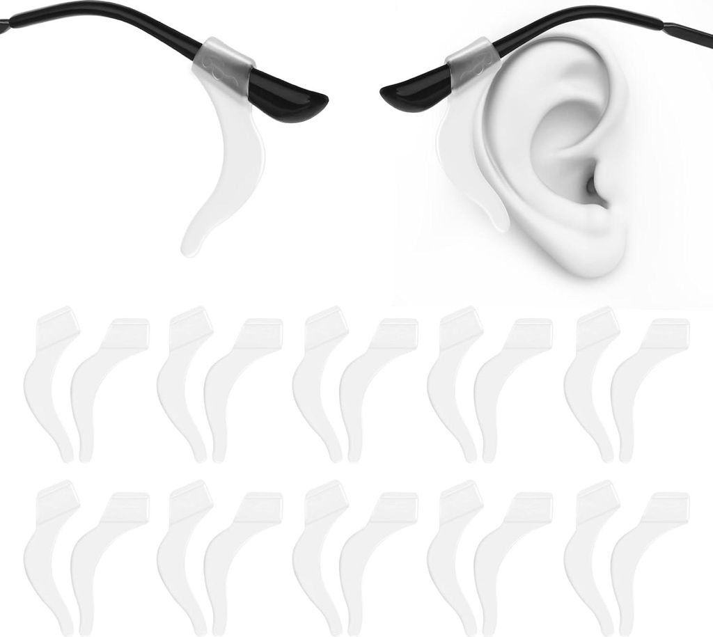 WLLHYF 10 Paar Silikon-Brillen-Ohrpolster-Griffe Verhindern das Verrutschen der Brille Weiche Bequeme Brillen-Ohrbügel-Hülse Transparente Anti-Ru...
