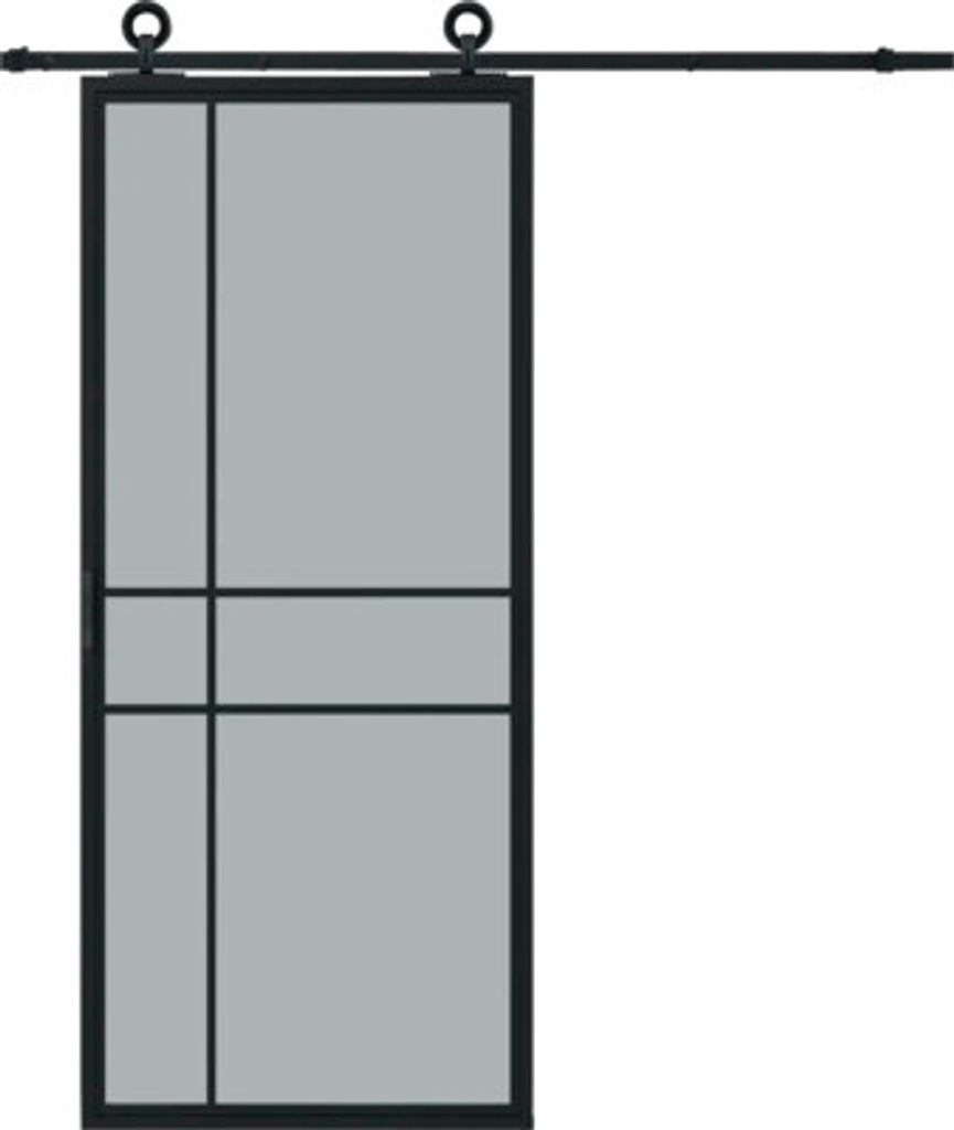 Pertura Schiebetür Komplett-Set Jarn 06 Grey 1000x2150 mm inkl. Laufschiene mit Rad,Griff-Set