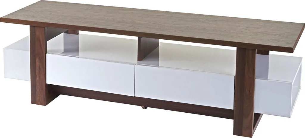 Table de télévision 150cm structure 3D noyer brillant Rack HWC-B51 - 3