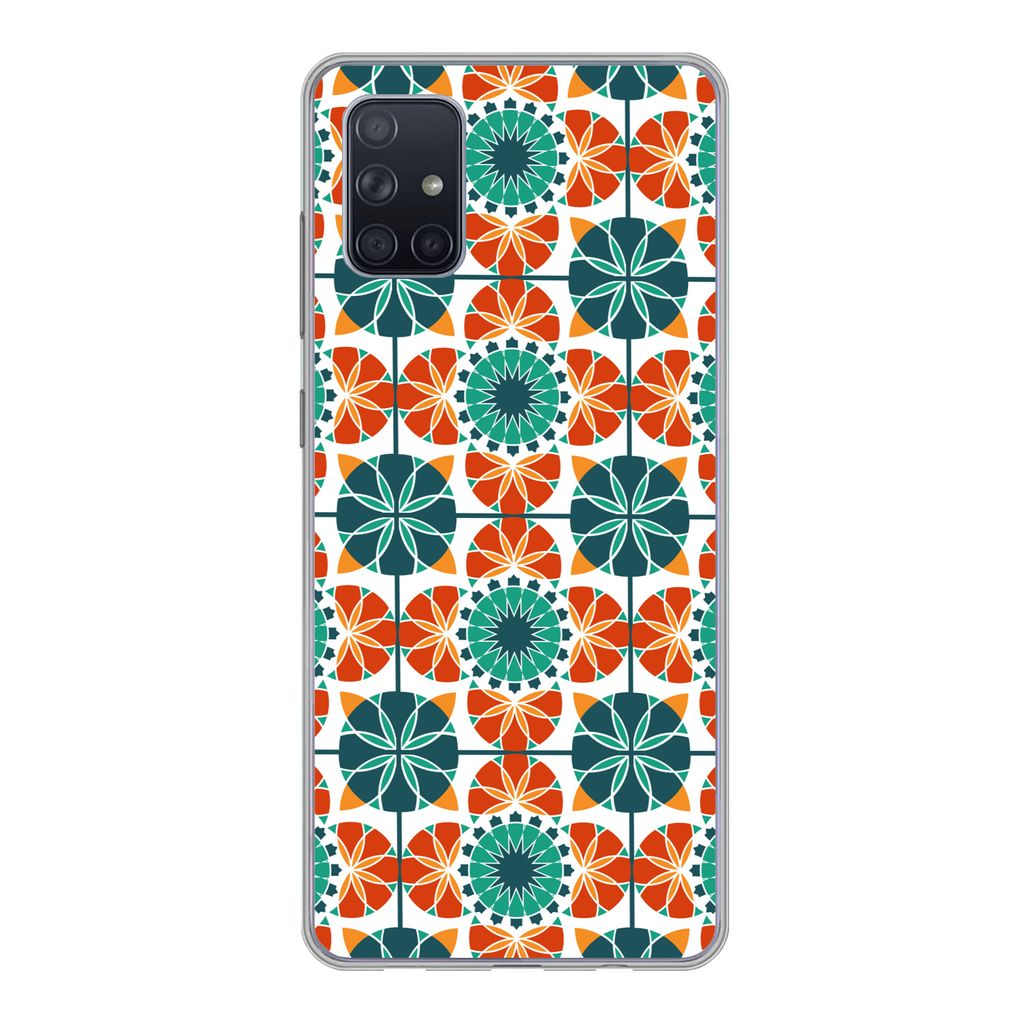 MuchoWow Handyhülle Schutzhülle Hülle für Samsung Galaxy A71 Ein symmetrisches Muster aus dem marokkanischen Mosaik Silikon Softcase Handy H...