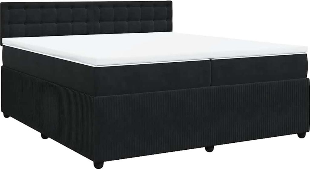 vidaXL Boxspringbett mit Matratze Schwarz 200x200 cm Samt